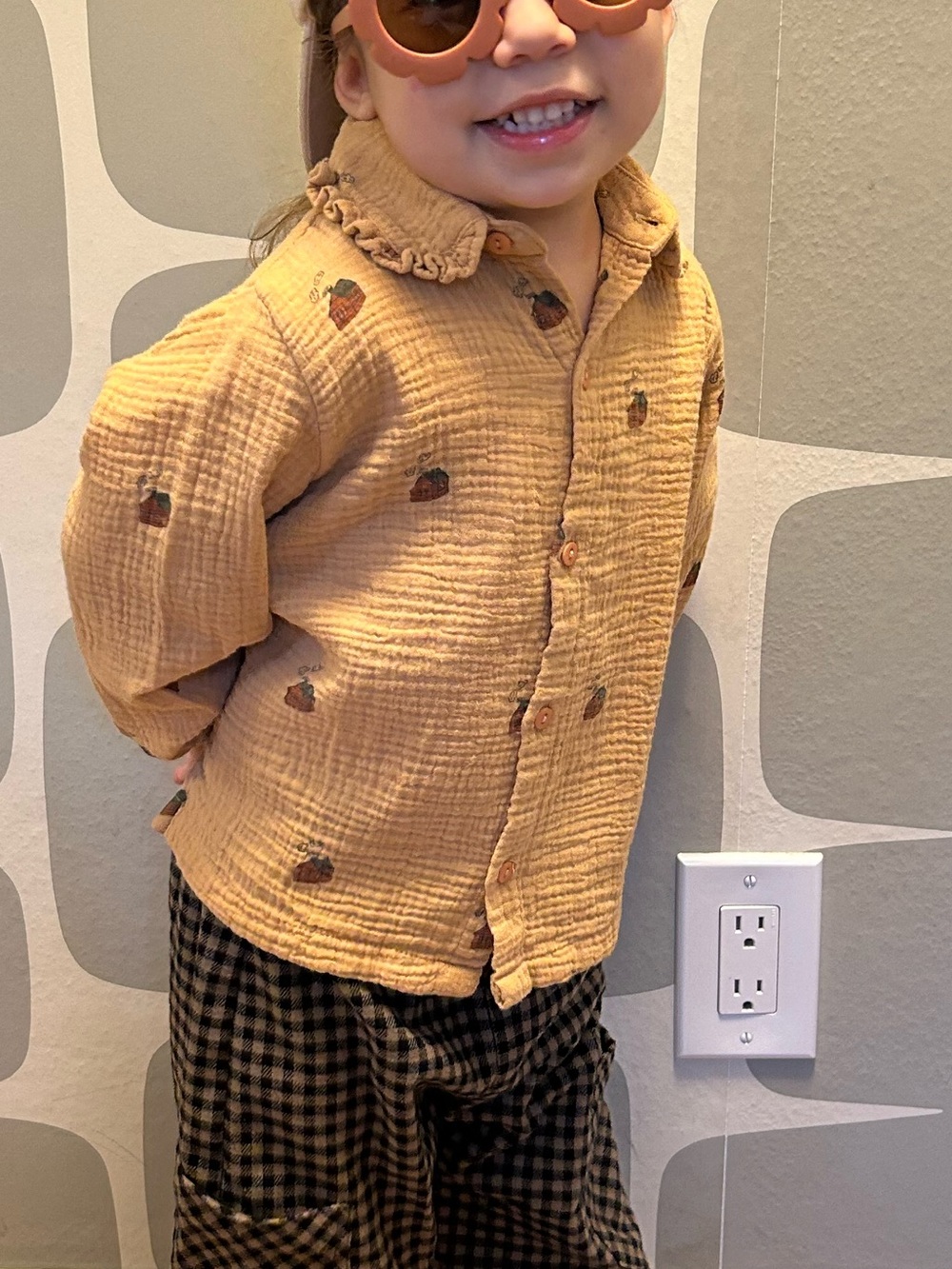 Kids TinyCottons Little House Button-Up Top